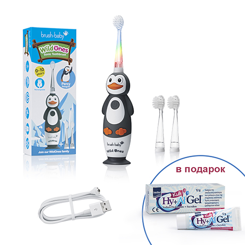 Brush-Baby Sonic WildOnes звуковая зубная щетка Пингвин 0-10 лет + Подарок