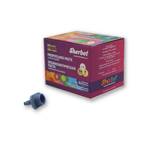 Sherbet Prophylaxis Paste, вкус жевательная резинка, зернистость крупная, 100 унидоз по 2 г | фото