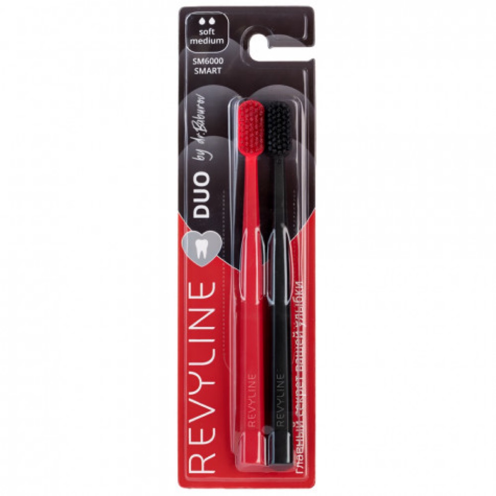 Revyline SM6000 Duo набор зубных щёток красная и чёрная | фото