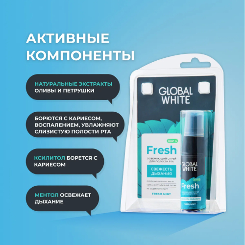 Global White Fresh освежающий спрей для полости рта | фото