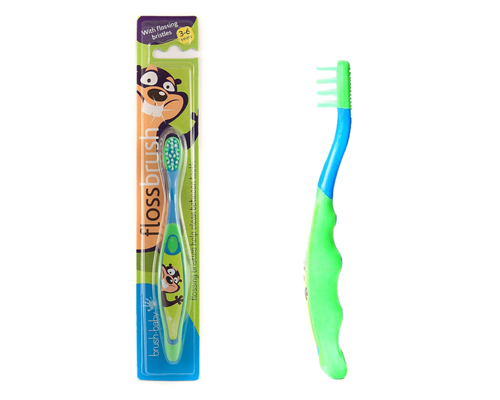 Brush-Baby – Зубная щетка FlossBrush (3-6 лет) Цвет: сине-зелёный